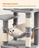 Tiragraffi per gatti altezza 143 cm con 4 pali , 2 piattaforme, 1 grotta, 1 amaca, Feandrea,