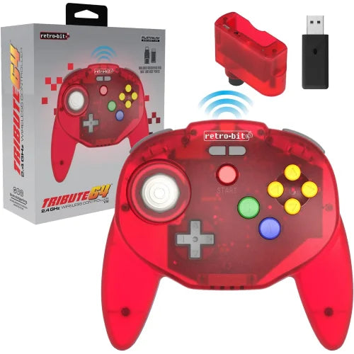 Retro-Bit Tribute 64 Controller Wireless Rosso