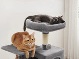 Tiragraffi per gatti altezza 143 cm con 4 pali , 2 piattaforme, 1 grotta, 1 amaca, Feandrea,