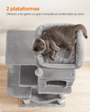 Tiragraffi per gatti altezza 143 cm con 4 pali , 2 piattaforme, 1 grotta, 1 amaca, Feandrea,