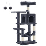 Tiragraffi per gatti altezza 143 cm con 4 pali , 2 piattaforme, 1 grotta, 1 amaca, Feandrea,