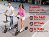 Monopattino elettrico da 350W, velocità massima 19 km/h, cambio a 3 velocità, autonomia 32 km,