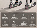 Monopattino elettrico da 350W, velocità massima 19 km/h, cambio a 3 velocità, autonomia 32 km,