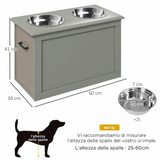 Ciotola rialzata per cani, con 2 ciotole in acciaio inox, supporto rialzato per una postura e una digestione migliori