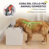 Ciotola rialzata per cani con contenitore, 2 ciotole con anello antiscivolo, 60 x 30 x 35,5 cm