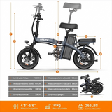 Bicicletta elettrica Urlife F1L 500W, batteria rimovibile da 48V 7,5Ah, autonomia di 64 km, tempo di ricarica 3 ore, e-bike per adulti.