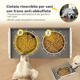 Ciotola rialzata per cani con contenitore, 2 ciotole con anello antiscivolo, 60 x 30 x 35,5 cm