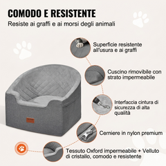 Seggiolino auto per cani, per cani di piccola e media taglia fino a 25 kg, grigio
