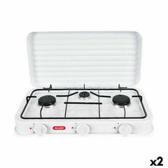 fornello a gas Algon Con coperchio Bianco 5400 W 55 x 7 x 32 cm (2 Unità)
