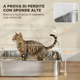 PawHut Lettiera Chiusa per Gatti in Acciaio Inox, XXL