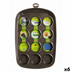 Teglia per Muffin Pyrex Asimetria Nero 38 x 25 x 5 cm (6 Unità)