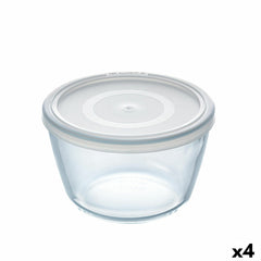 Porta Pranzo Rotondo con Coperchio Pyrex Cook & Freeze 1,1 L 15 x 15 x 10 cm Trasparente Silicone Vetro (4 Unità)