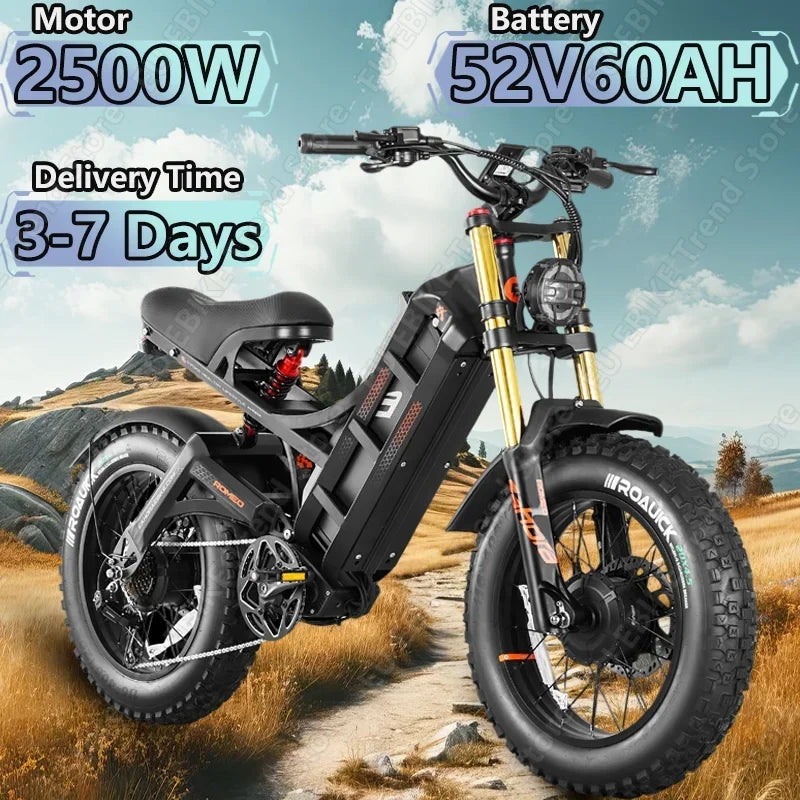eAhora-Romeo II Bici Elettrica 2500W Motore Doppio 52V