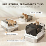 PawHut Lettiera Chiusa per Gatti in Acciaio Inox, XXL
