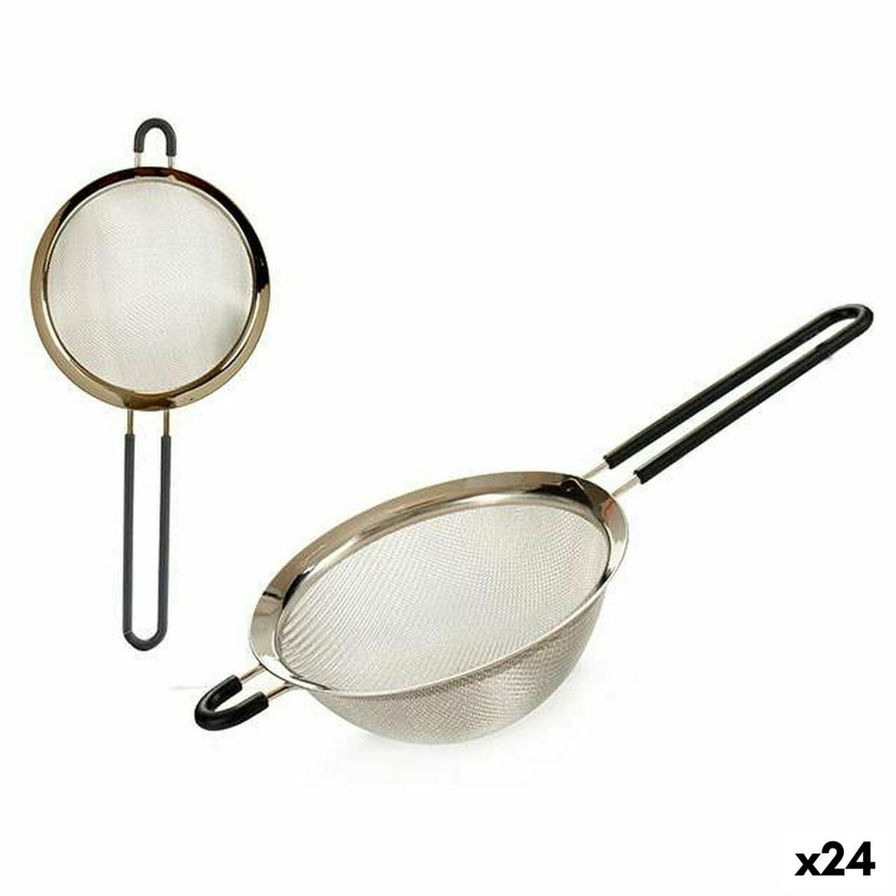 Strainer Kinvara Black Silver Silicone Stainless steel Ø 14 cm 14 x 5,5 x 32,5 cm 14 x 32,5 x 5,5 cm (24 Units)