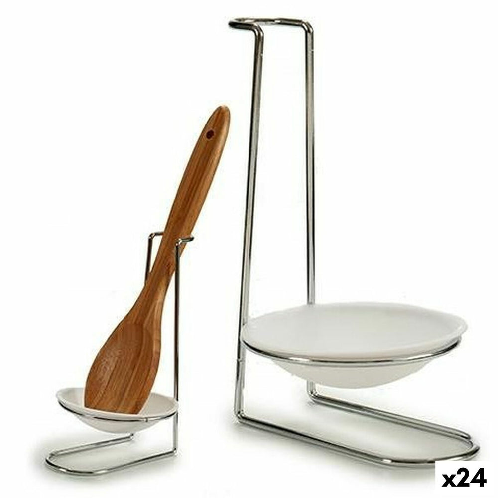 Poggiamestolo Kinvara polipropilene Ferro 10 x 18 x 11 cm Argentato (24 Unità)