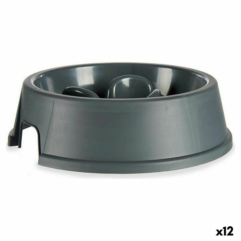 Slow Eating Food Bowl for Pets Mascow Anthracite Plastic 27 x 7,5 x 27 cm (12 Units)