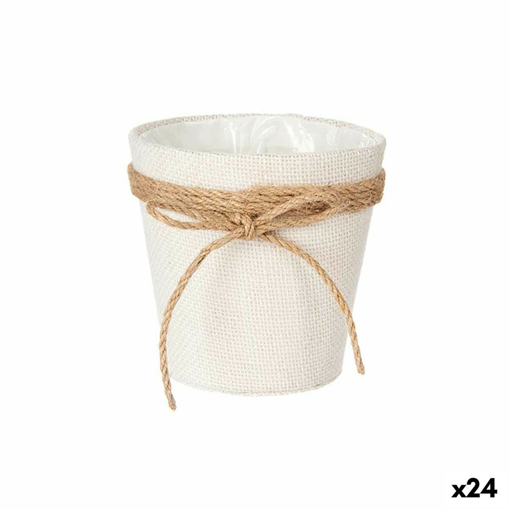 Macetero Ibergarden Blanco Marrón Tela Cuerda Plástico Lazo 14 x 12,5 x 14 cm 14 x 14 x 14 cm 14 x 13 x 15 cm (24 Unidades)