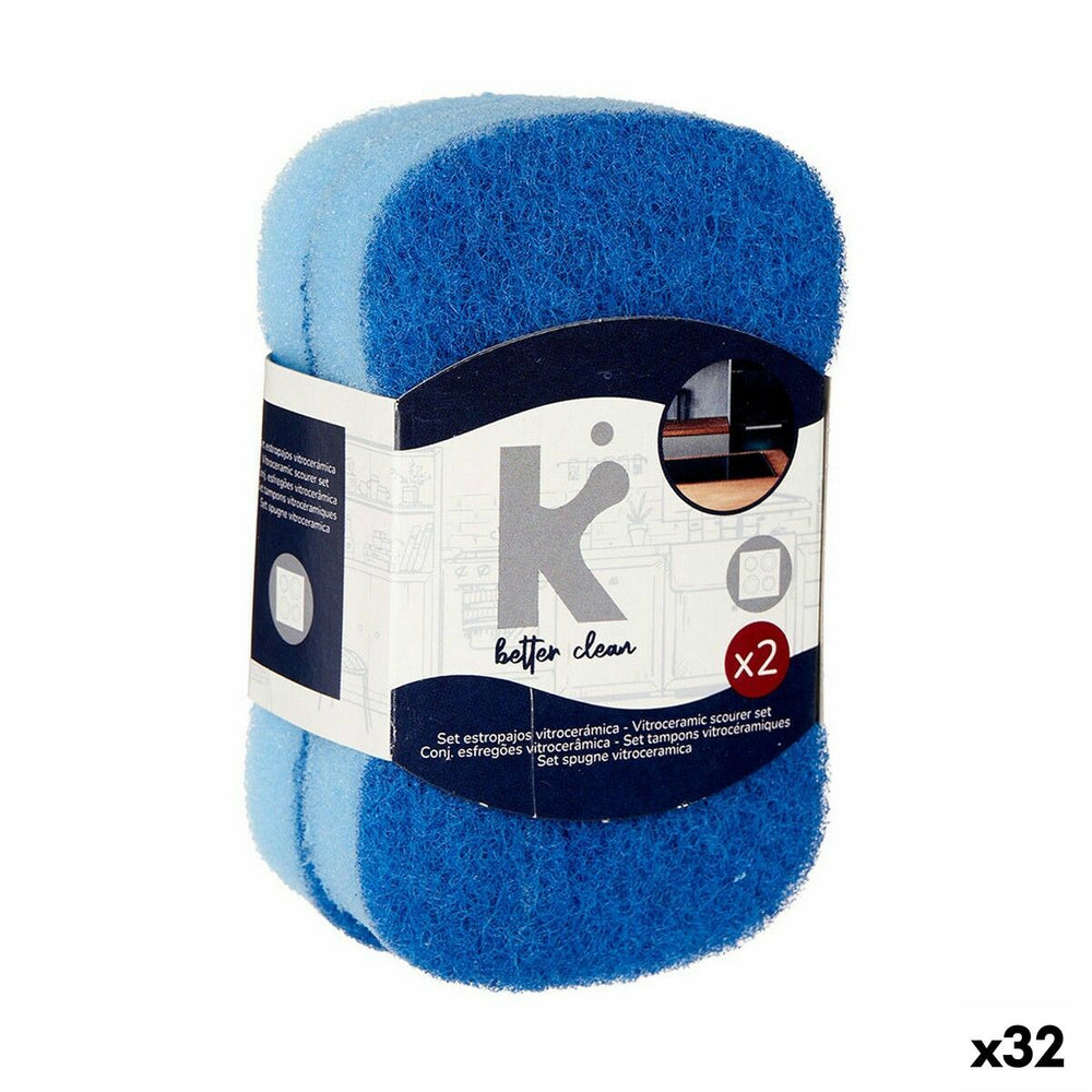 Set di spugne Azzurro Poliuretano 7 x 12,3 x 2,5 cm (32 Unità)
