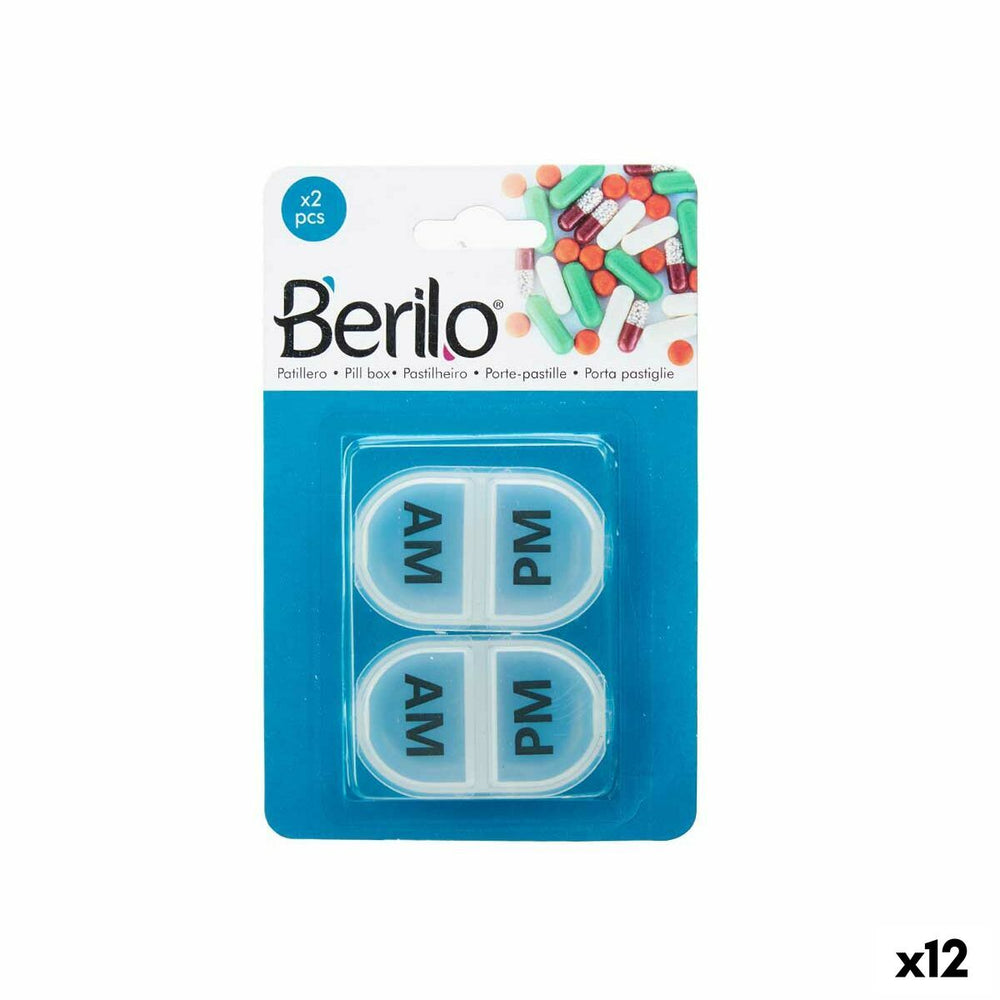 Portapillole con Scompartimenti Berilo HW0929-2 HW0929-2 Trasparente Plastica 11,5 x 18 x 2,2 cm Set (12 Unità)