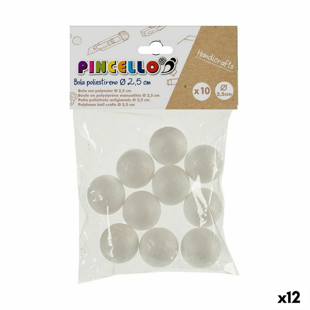 Materiale per Lavori Fai da Te Pincello DIAM 2.5 CM Palle polistirene Ø 2,5 cm Bianco 12 Unità