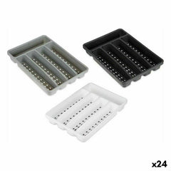 Cutlery Organiser Kinvara White Black Grey Natural rubber polypropylene TPR 22,5 x 4,5 x 32 cm (24 Units)