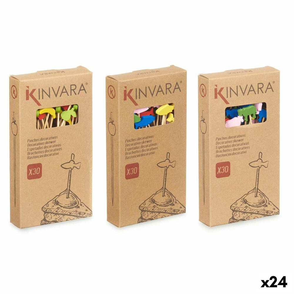 Set di Spiedini per Barbecue Kinvara Bambù Bastoncino Decorato (24 Unità)