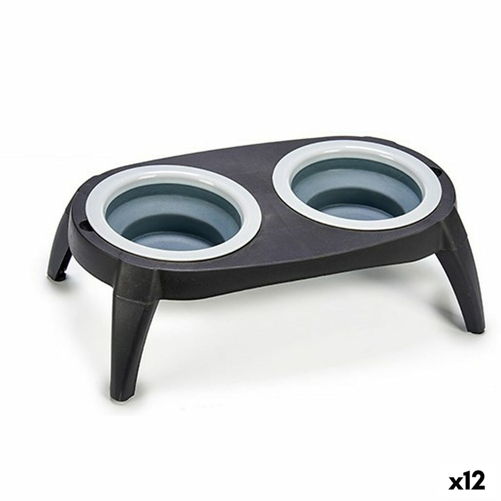 Pet feeding dish Mascow Black Silicone Plastic Foldable 9 x 39 x 9 cm (12 Units)