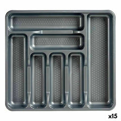 Organizador para Cubiertos Kinvara Gris Plástico 39 x 5 x 42,5 cm 42,5 x 5 x 39 cm (15 Unidades)