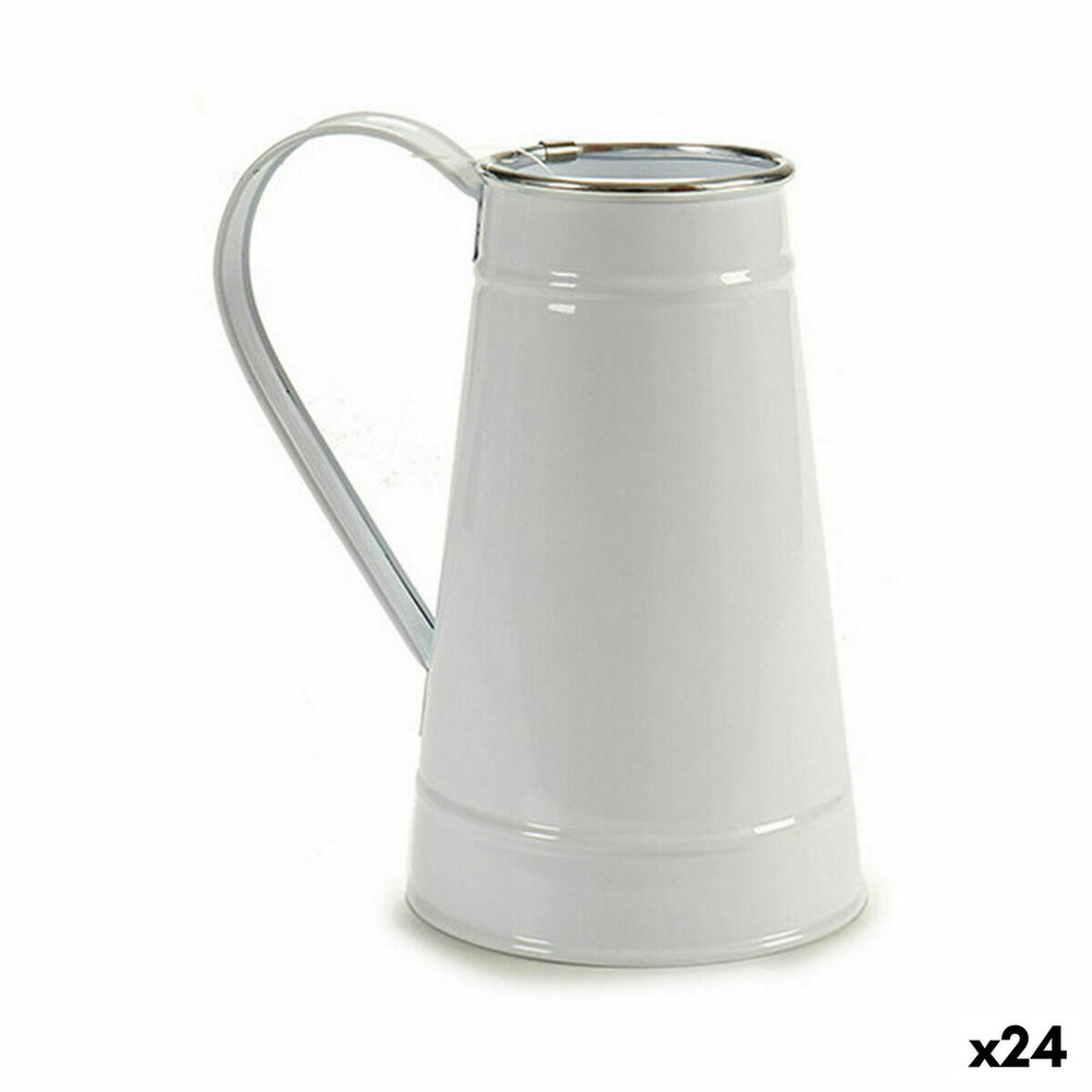 Macetero Ibergarden Blanco Plateado Metal Lechera 17 x 18,5 x 11,3 cm 17 x 19,5 x 11,3 cm (24 Unidades)