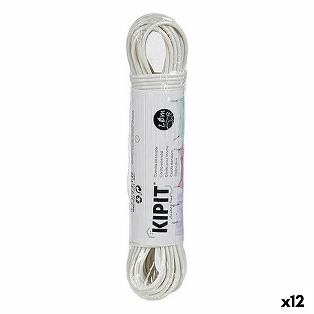 Corda per Stendere Kipit Bianco PVC 20 m 20,5 x 4 x 3,5 cm (12 Unità)