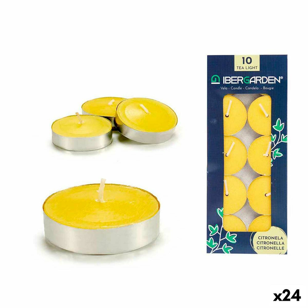 Set di Candele Ibergarden Giallo Metallo Cera Citronella 7,5 x 19 x 1,5 cm (24 Unità)