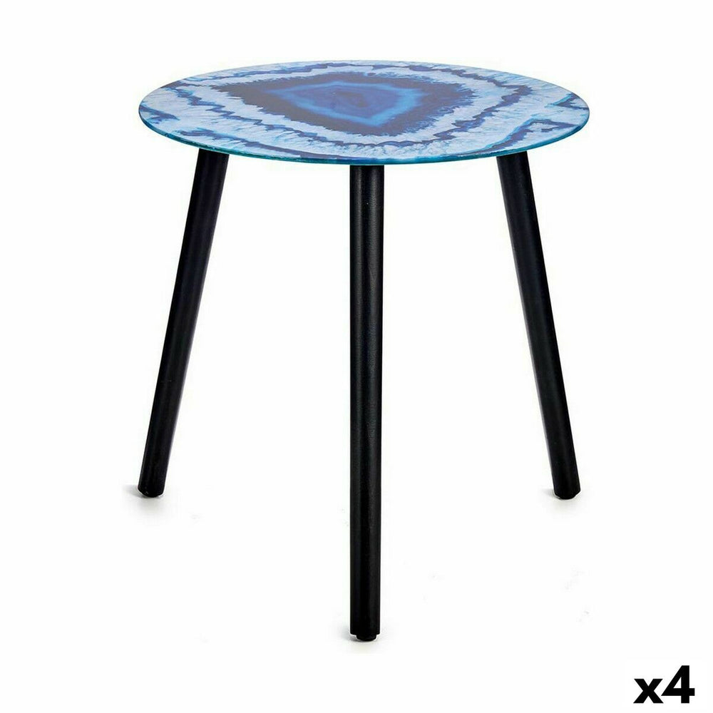 Tavolo aggiuntivo Gift Decor Azzurro Nero 40 x 41,5 x 40 cm Marmo (4 Unità)