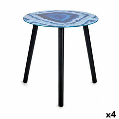 Side table Gift Decor Blue Black 40 x 41,5 x 40 cm Marble (4 Units)