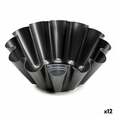 Flan Mould Kinvara Dark grey Steel 23 x 8,2 x 23 cm 24 x 23 x 12 cm (12 Units)