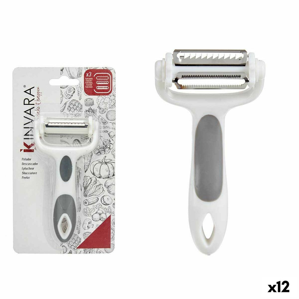 Sbucciatore Kinvara Bianco Grigio Acciaio inossidabile polipropilene TPR 12 x 3 x 22 cm 3 in 1 (12 Unità)