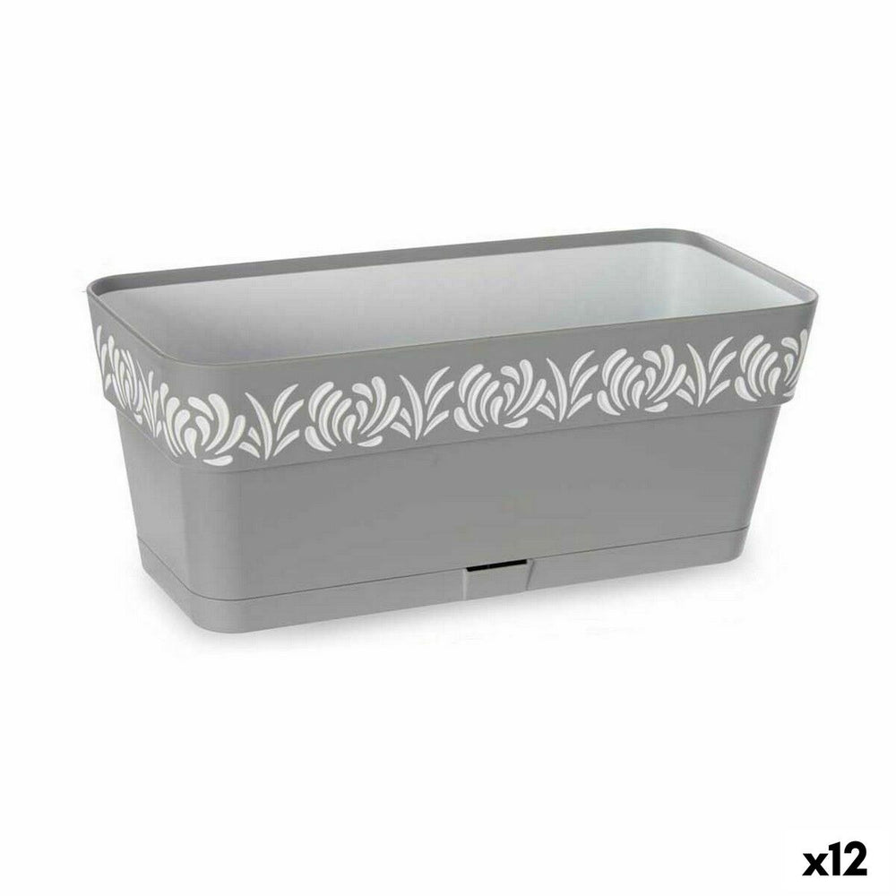 Vaso rettangolare da Balcone Stefanplast Gaia Grigio Plastica 13,3 x 12,3 x 29,3 cm (12 Unità)