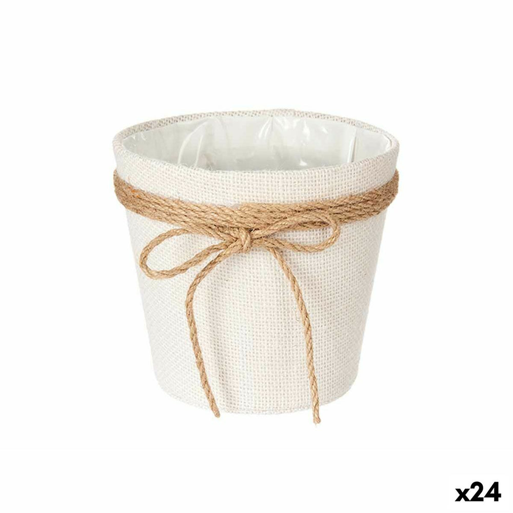 Vaso Ibergarden Bianco Marrone Stoffa Fiocco 16 x 15 x 16 cm 16 x 15 x 17 cm (24 Unità)