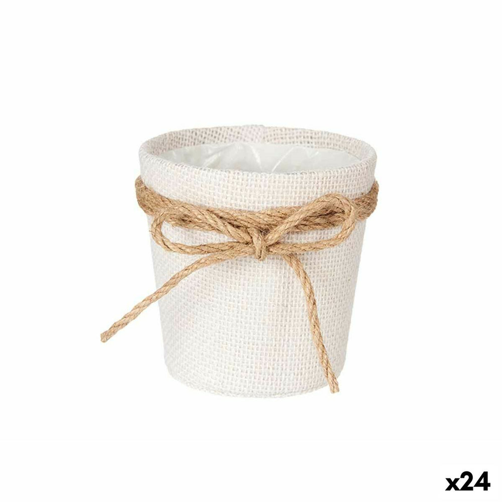 Vaso Ibergarden Bianco Marrone Stoffa Fiocco 11 x 11 x 12 cm 11 x 10,5 x 11 cm (24 Unità)