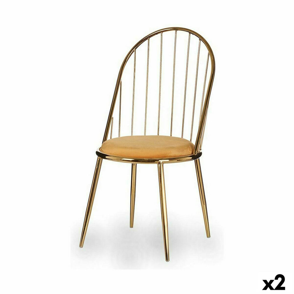 Sedia Gift Decor Dorato Senape Poliestere Ferro 48 x 95,5 x 48 cm Barre (2 Unità)