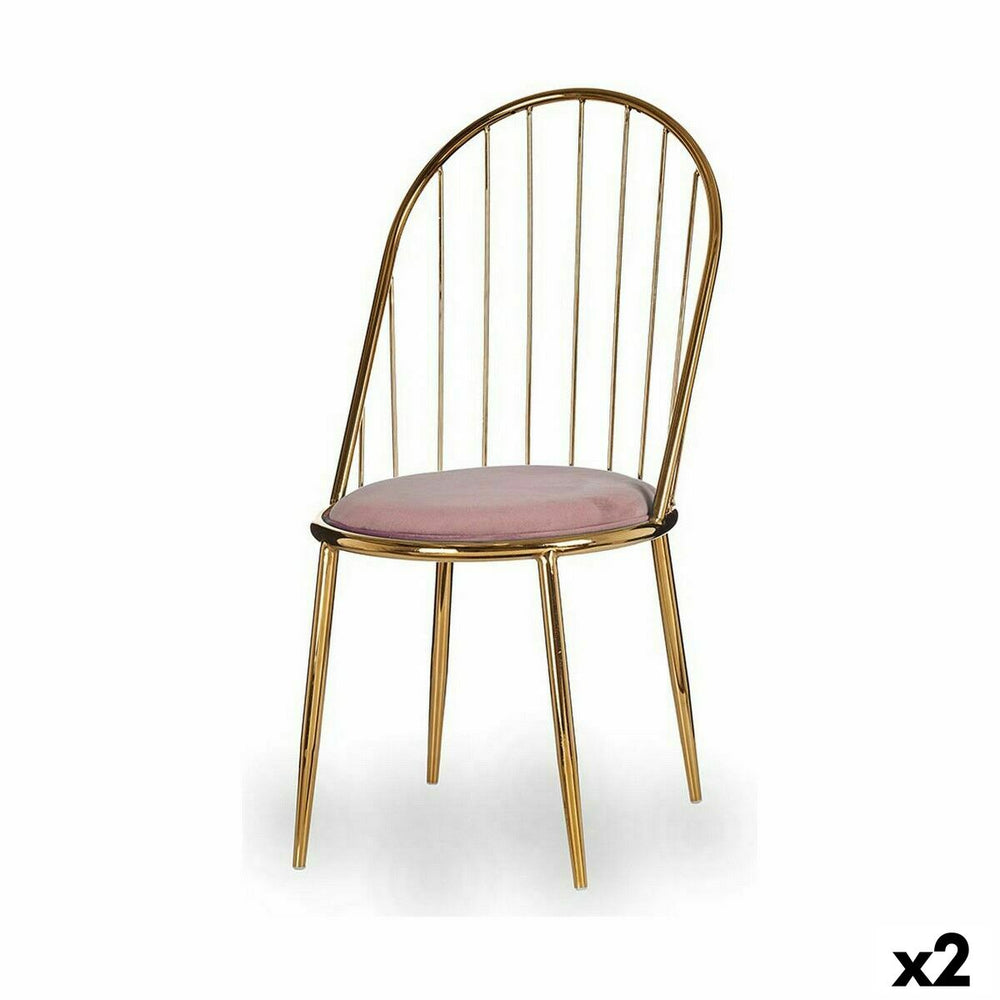 Sedia Gift Decor Rosa Dorato Poliestere Ferro 48 x 95,5 x 48 cm Barre (2 Unità)