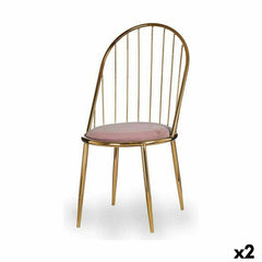 Silla Gift Decor Rosa Dorado Poliéster Hierro 48 x 95,5 x 48 cm Barras (2 Unidades)