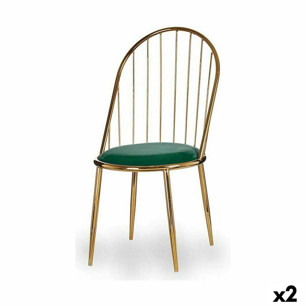 Silla Gift Decor Verde Dorado Poliéster Hierro 48 x 95,5 x 48 cm Barras (2 Unidades)