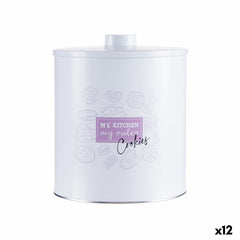 Scatola per biscotti e dolci Kinvara My kitchen My Rules Bianco Latta 17 x 20 x 17 cm (12 Unità)