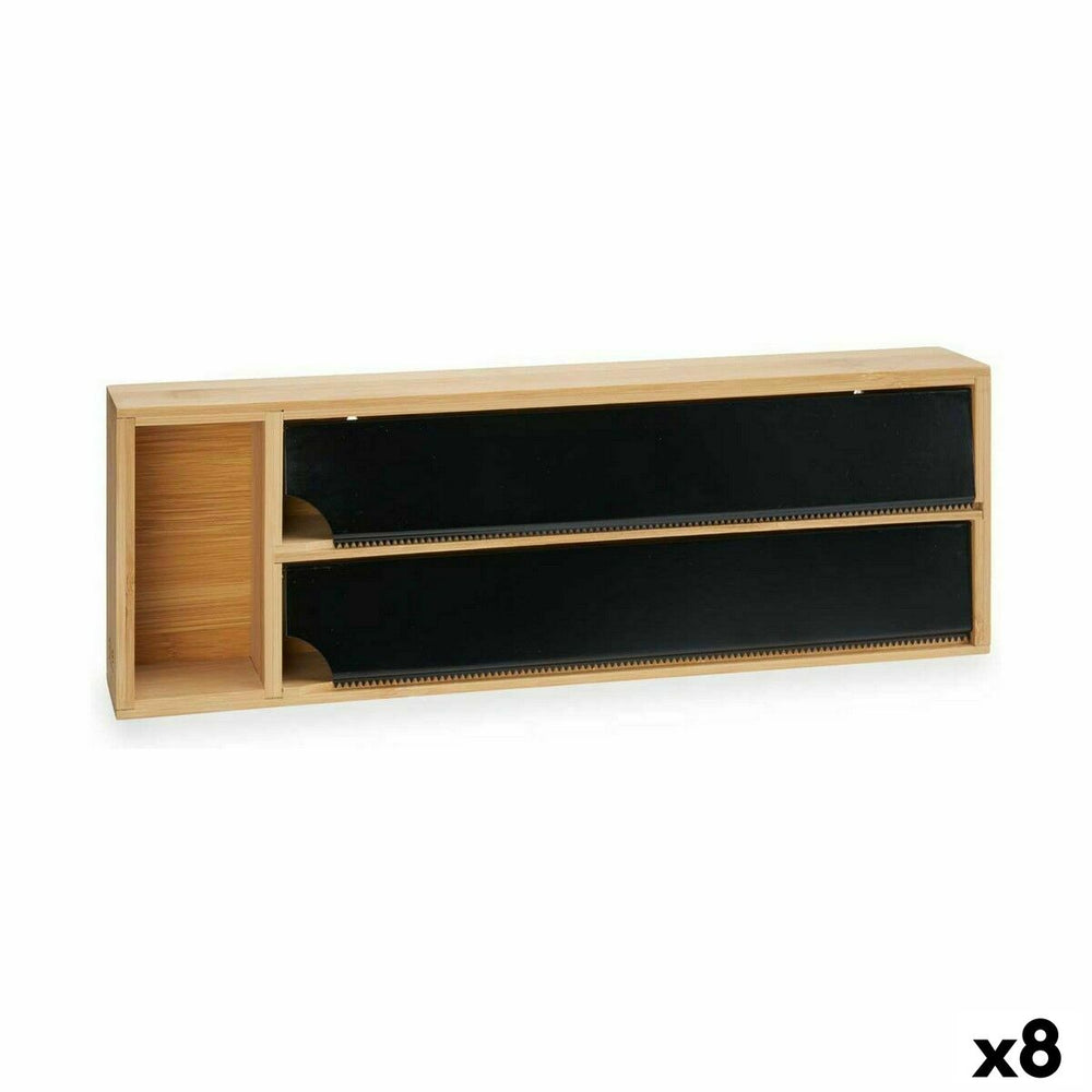 Dispenser di carta Kinvara Nero Naturale Bambù Acciaio inossidabile 40 x 7 x 13 cm Doppia (8 Unità)