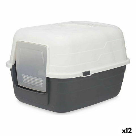 Cat Litter Box Mascow 87952 Grey Anthracite Plastic 48 x 32 x 38 cm (12 Units)