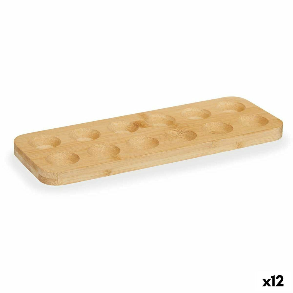 Egg cup Kinvara Brown Bamboo 40 x 3,4 x 40 cm 30 x 1,6 x 11,5 cm (12 Units)