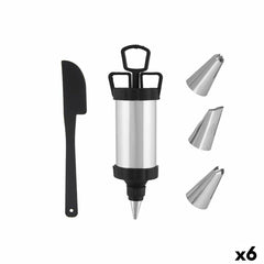 Pastry Bag Kinvara Black Silver Set (6 Units)