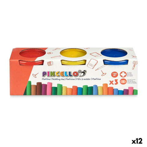 Set di Plastilina Pincello 501 Giallo Azzurro Rosso (12 Unità)