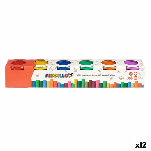 Set di Plastilina Pincello 504 Giallo Azzurro Rosso Verde Viola Arancio (12 Unità)